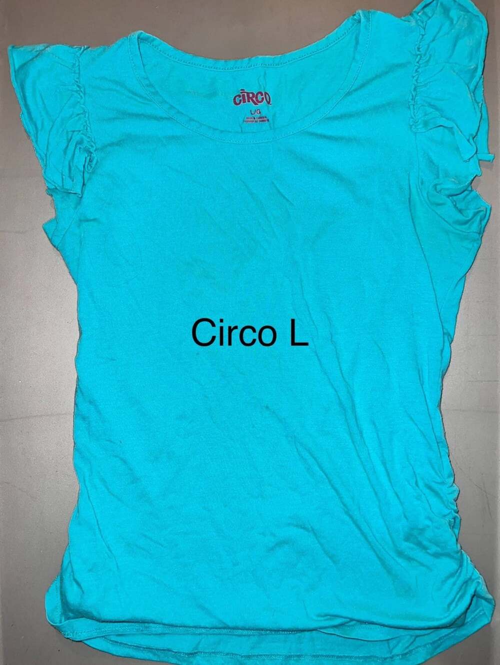Circo Flutter Sleeve Top Size L Blue Ruffled
